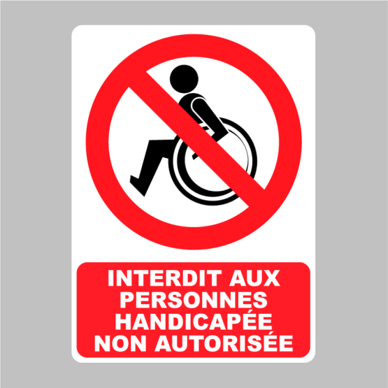 Autocollant Panneau Interdit Aux Personnes Handicapée Non Autorisée