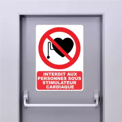 Autocollant Panneau interdit aux personnes sous stimulateur cardiaque