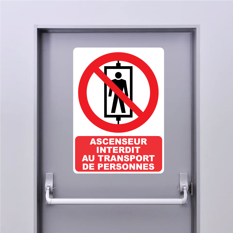 Autocollant Panneau Ascenseur interdit au transport de personnes