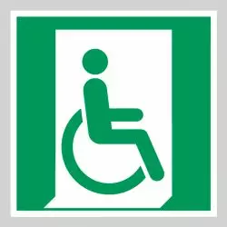 Autocollant Panneau D'évacuation sortie de secours handicapé - Droite - ISO7010 - E030