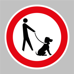 Sticker interdiction aux chiens même tenus en laisse