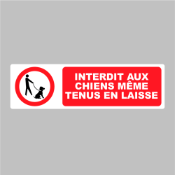 Sticker Pictogramme interdit aux chiens même tenus en laisse