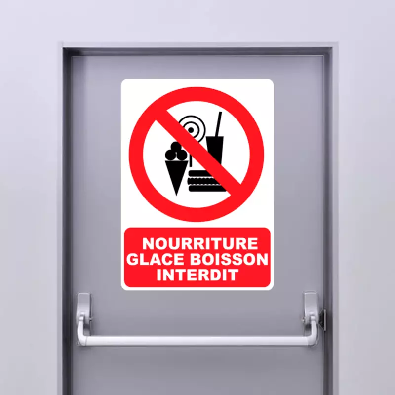 Autocollant Panneau nourriture glace boisson interdite Autocollant Panneau nourriture glace boisson interdite