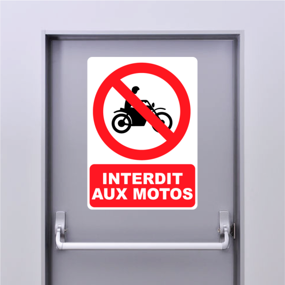 Autocollant Panneau Interdit Aux Motos Zone Signaletique