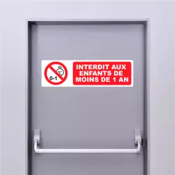 Autocollant Panneau Interdit aux enfants de moins de 1 an