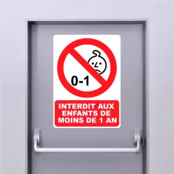 Autocollant Pictogramme Interdit aux enfants de moins de 1 an