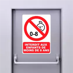 Autocollant Pictogramme Interdit aux enfants de moins de 8 ans