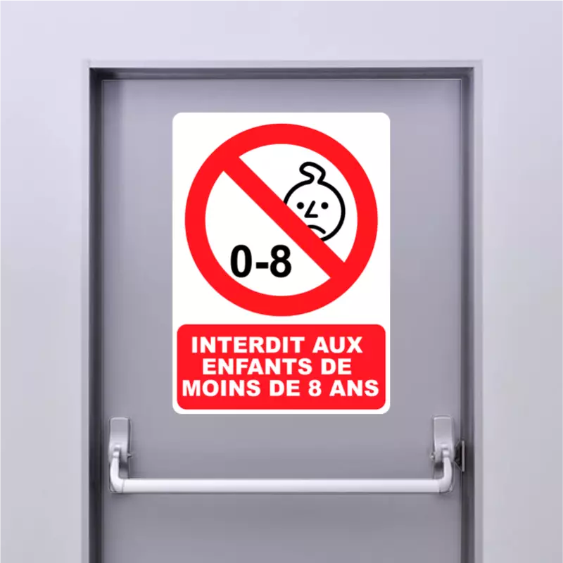 Autocollant Pictogramme Interdit aux enfants de moins de 8 ans Autocollant Pictogramme Interdit aux enfants de moins de 8 ans