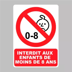 Sticker Pictogramme Interdit aux enfants de moins de 8 ans