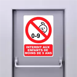 Autocollant Pictogramme Interdit aux enfants de moins de 9 ans