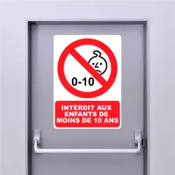 Autocollant Pictogramme Interdit aux enfants de moins de 10 ans