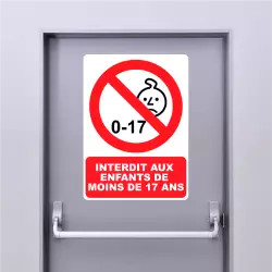 Autocollant Pictogramme Interdit aux enfants de moins de 17 ans