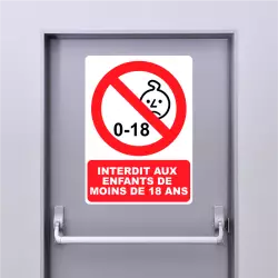 Autocollant Pictogramme Interdit aux enfants de moins de 18 ans