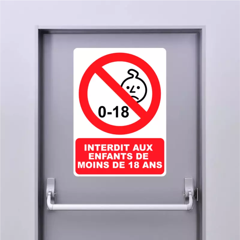 Autocollant Pictogramme Interdit aux enfants de moins de 18 ans Autocollant Pictogramme Interdit aux enfants de moins de 18 ans