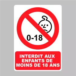 Sticker Pictogramme Interdit aux enfants de moins de 18 ans