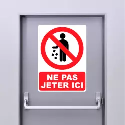 Autocollant Panneau Ne pas jeter ici