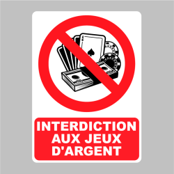 Sticker Panneau Interdiction Aux Jeux D'Argent