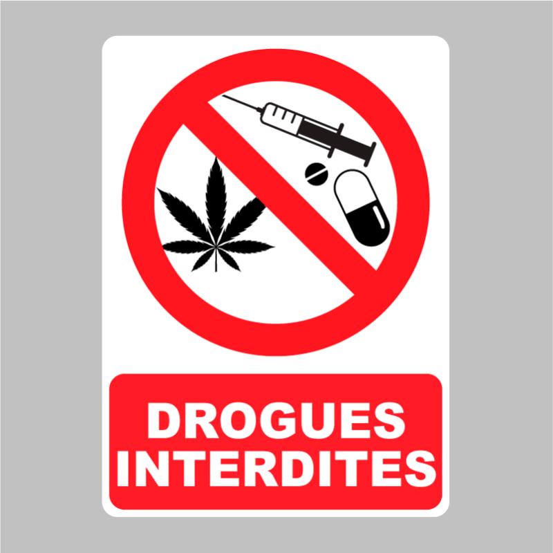 Autocollant Panneau Drogues Interdites Zone Signaletique