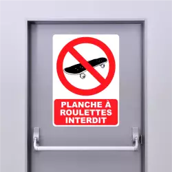 Autocollant Panneau Planche à Roulettes interdit