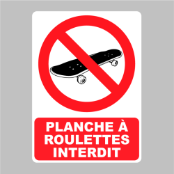 Sticker Panneau Planche à Roulettes interdit