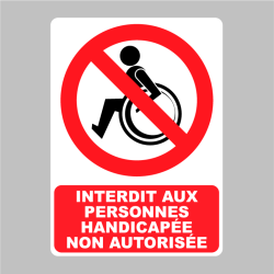 Sticker Panneau Interdit Aux Personnes Handicapée Non Autorisée