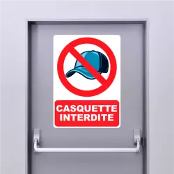 Autocollant Panneau Casquette Interdite