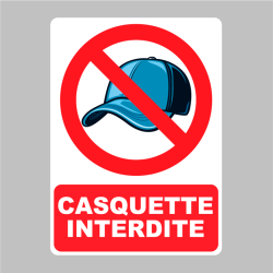 Sticker Panneau Casquette Interdite
