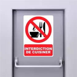 Autocollant Panneau Interdiction De Cuisiner