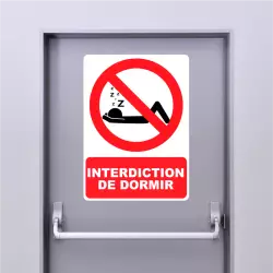 Autocollant Panneau Interdiction De Dormir