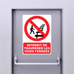 Autocollant Panneau Interdit De Traverser Les Voies Ferrées