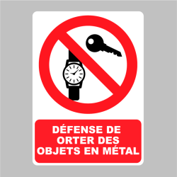 Sticker Panneau Défense de Porter des Objets en Métal