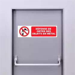 Autocollant Pictogramme Défense de Porter des Objets en Métal