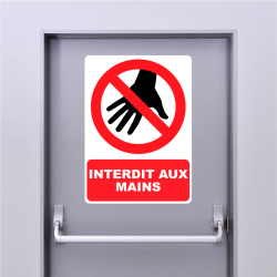 Autocollant Panneau Interdit Aux Mains