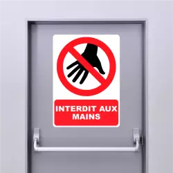 Autocollant Panneau Interdit Aux Mains