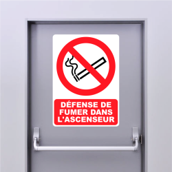 Autocollant Panneau Défense de fumer dans ascenseur