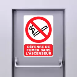 Autocollant Panneau Défense de fumer dans ascenseur