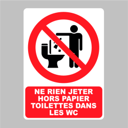 Sticker Panneau ne rien jeter hors papier toilettes dans les WC