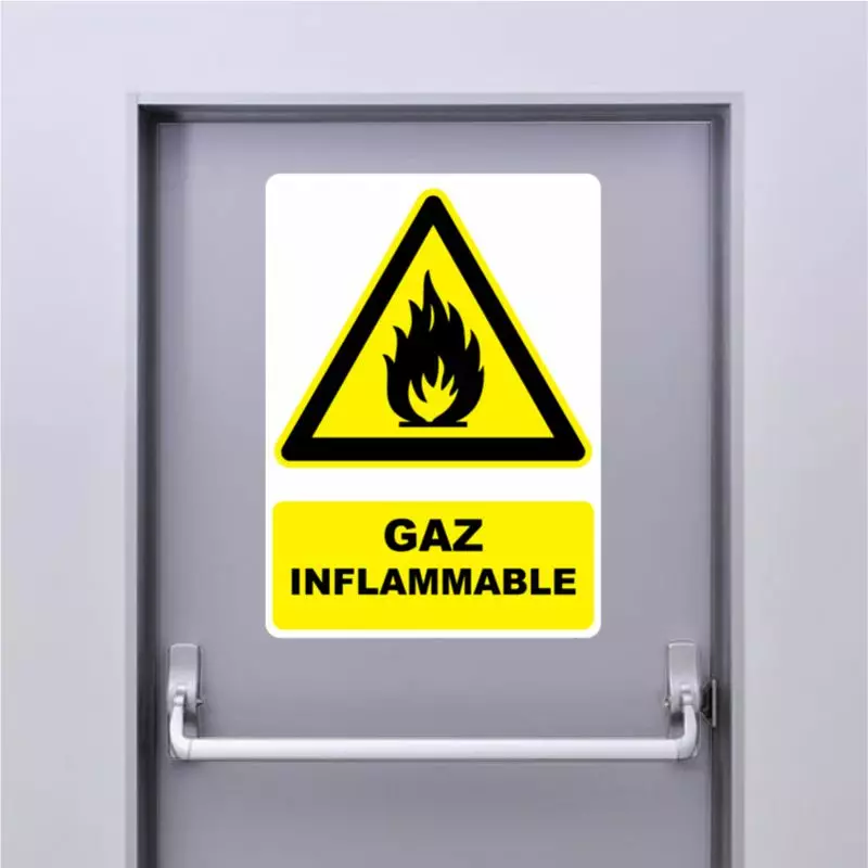 Autocollant Panneau Danger Gaz Inflammable