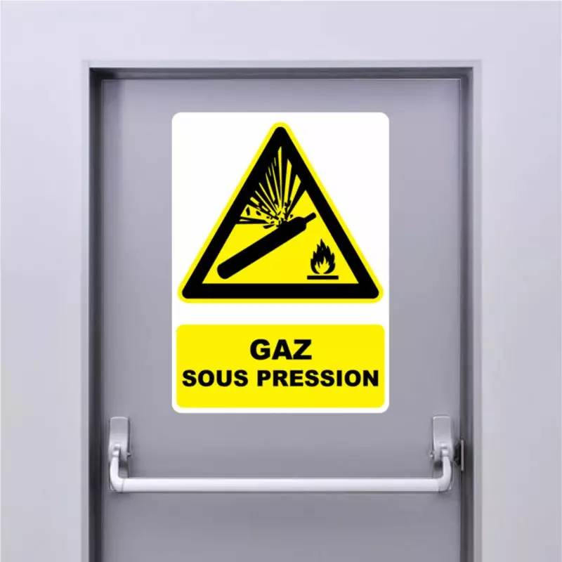 Autocollant Panneau danger gaz sous pression Autocollant Panneau danger gaz sous pression