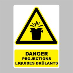 Sticker Panneau danger projections liquides brulants