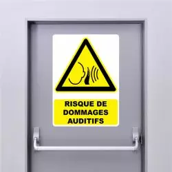 Autocollant Panneau danger risque de dommages auditifs