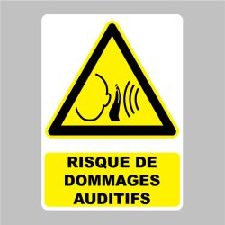 Sticker Panneau danger risque de dommages auditifs