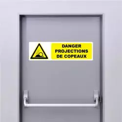 Autocollant Pictogramme danger projections de copeaux
