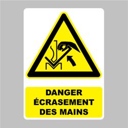 Sticker Panneau Danger écrasement des mains