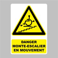 Sticker Panneau danger monte-escalier en mouvement