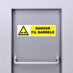 Autocollant Pictogramme danger fil barbelé