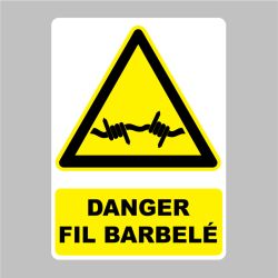 Sticker Panneau danger fil barbelé