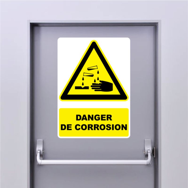 Autocollant Panneau danger de corrosion