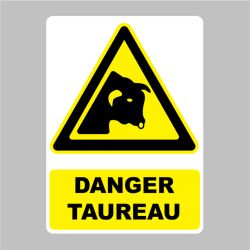 Sticker Panneau danger taureau