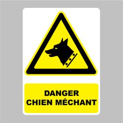 Sticker Panneau danger chien méchant